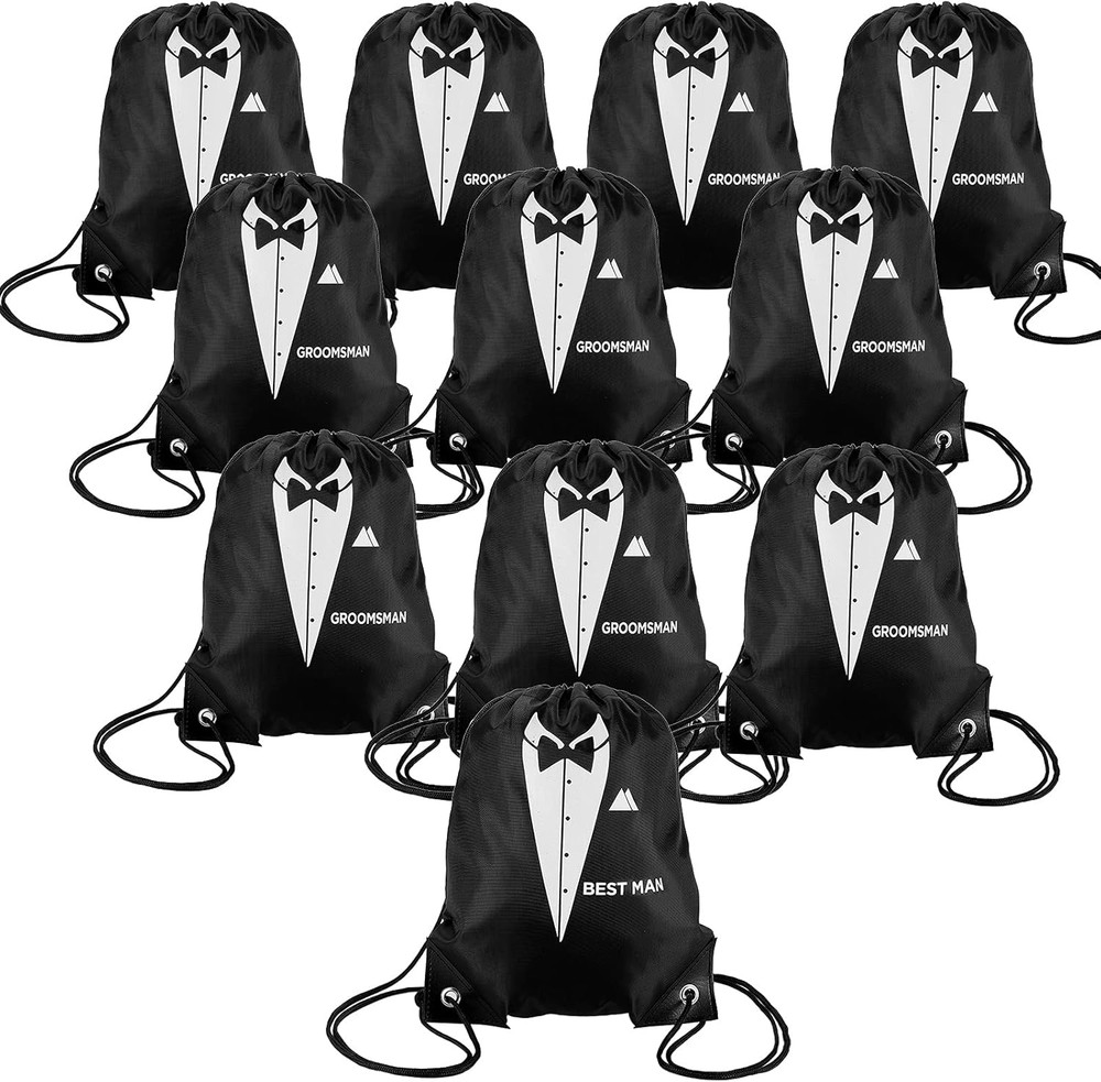 12 Pieces Groomsman Gift Bags for Wedding Include 1 Best Man and 11 Groomsman Pr