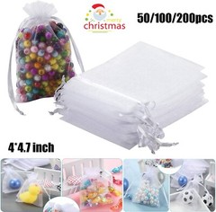 50/100/200×Organza Gift Bags Wedding Favor Party Sheer Candy Bag Jewelry Pouches