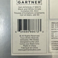 Gartner 50 Count Wedding Engagement Invitation Kit Black & White Ornate New