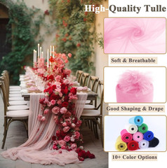 Pink Tulle Fabric Rolls 54 Inch X 40 Yards Large Mesh Tull Bolt for Wedding, Gar