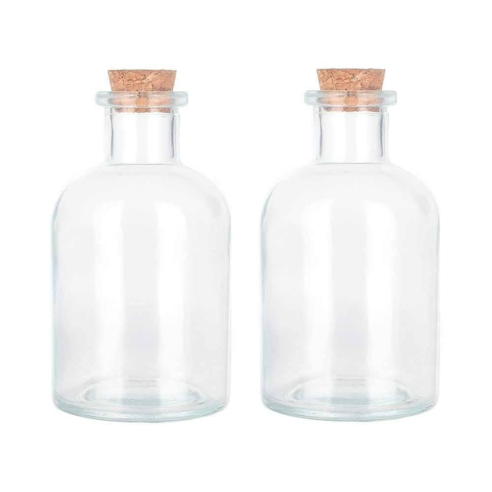 Magic Season Decorative Glass Bottles with 5 fl oz. Round / 2 Pcs