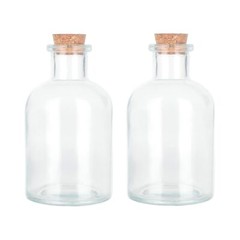 Magic Season Decorative Glass Bottles with 5 fl oz. Round / 2 Pcs