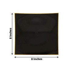 10 BLACK 8″ Square Concave Plastic Salad Dinner PLATES Gold Rim Party Events