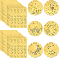 540 Pcs Wedding Gold Wax Seals Stickers Embossed Envelope Gold Foil Self Adhesiv