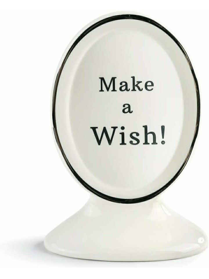 Brand New Cake Topper «Make A Wish» Ceramic Oval Wedding Topper 6.5×4.5″