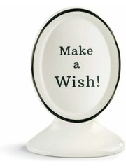 Brand New Cake Topper «Make A Wish» Ceramic Oval Wedding Topper 6.5×4.5″