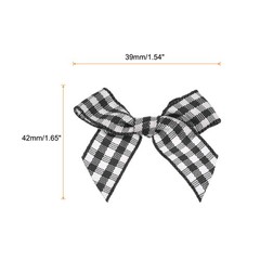 10Pcs Mini Gingham Ribbon Bow 1.5″ Checkered Fabric Satin Black and White