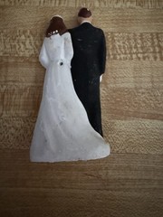 Antique Wedding Chalkware Cake Topper 1950s