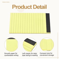 6 Pcs Writing Note Pads, 3 x 5 Inch A7 Lined Refill Paper, Yellow