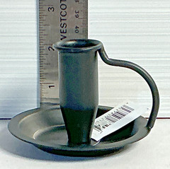 2 NEW Primitive BLACK Metal Taper Candle Holder w Handle 2 1/4″ Country Rustic