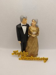 Vintage 80s Coast Novelty Cake Topper Anniversary Gold Dress 4.25″
