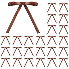 Bows 5 x 7 Inches Twist Tie Ribbon Bows for Cake 24 Pcs Ribbon Bow for Brown