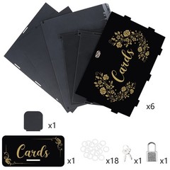 Black Acrylic Wedding Card Box Lock Reception Large 12.2×9.3×8.3 Inch DIY