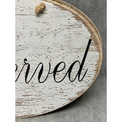 Reserved Signs Set of 5 Home Decor White Distressed Rustic Wood Oval New