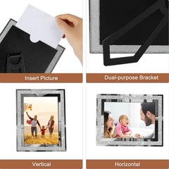 Glass Photo Frame 4×6 5×7 6×8 inch High Definition 5X7 inch Shiny Silver