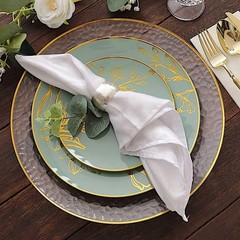 20 Round Dusty Sage Plastic Salad Dinner Plates Gold Floral Design Events