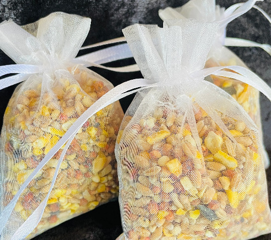 50 White Organza Birdseed Bags, Organic Wedding Toss , All Natural, Eco-friendly
