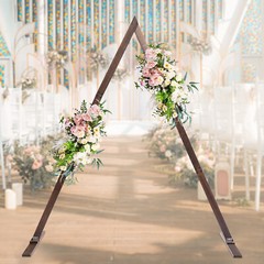 Wood Wedding Arch Polygonal Ceremony Arch Backdrop Flower Stand 7/7.2/7.6/8.2FT