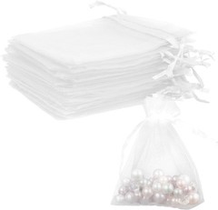 50Pcs White Organza Bags 3×4 inch – Perfect for Weddings and Celebrations