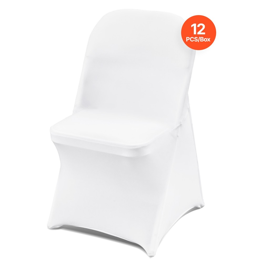 VEVOR 12PCS White Stretch Spandex Folding Chair Covers for Wedding Party Dining