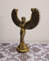Egyptian Lady Candle Holder Statue Brass Greek Goddess Idol Candle Lamp CA488