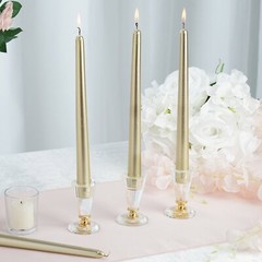 12 Gold Premium 10″ Taper Candles Unscented Dinner Party Wedding Decorations