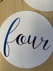 Table Numbers – 5 Total-#1-2-3-4-5 Blue Used- 5.5” Across
