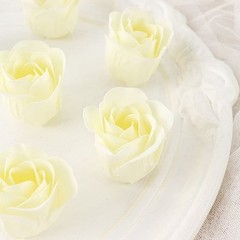 Balsa Circle 24 Ivory Scented Rose Soap Favors Gift Boxes Ribbons 1.5″,