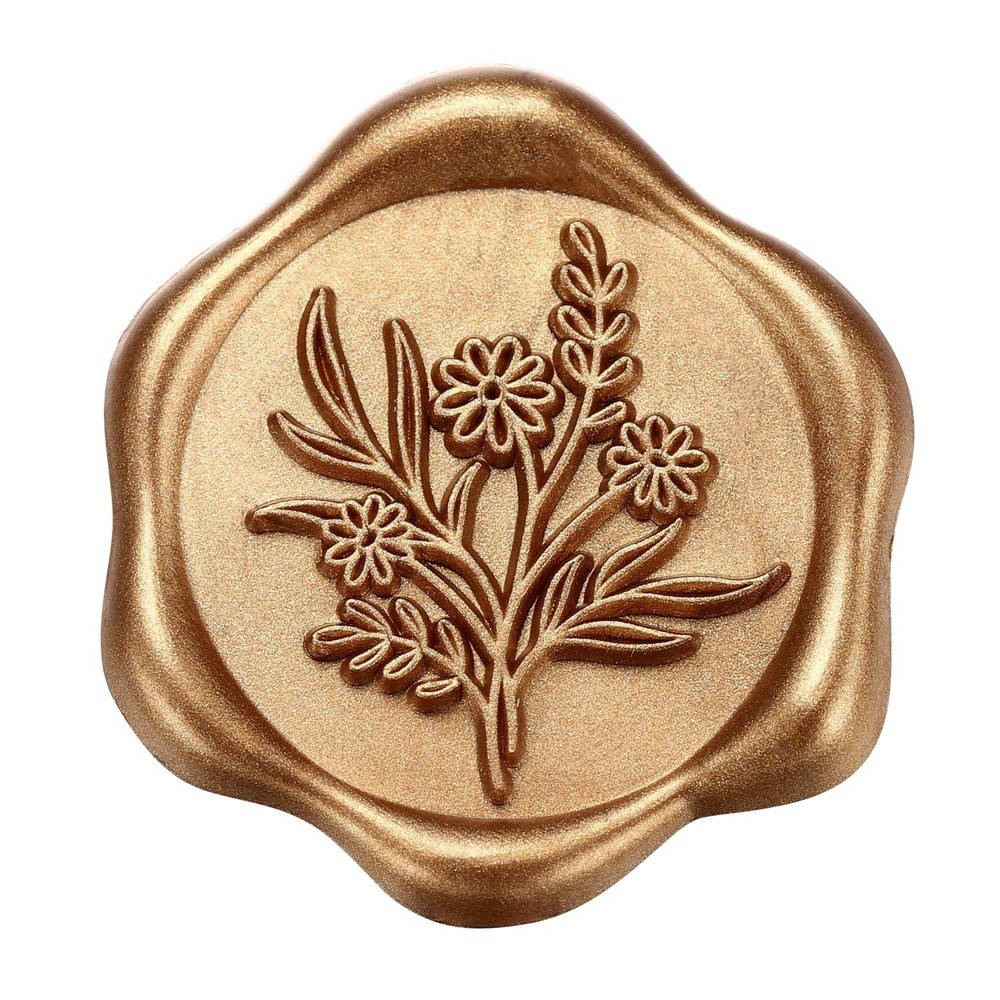 Yoption Wild Flowers Wax Seal Stickers, 50 Pack Antique Gold Wax Seal Sticker…