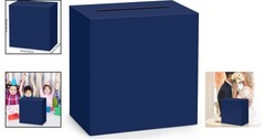 Navy Blue Card Box 9x9x5 Inch for Weddings & Events, Foldable Cardholder