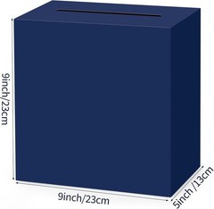 Navy Blue Card Box 9x9x5 Inch for Weddings & Events, Foldable Cardholder