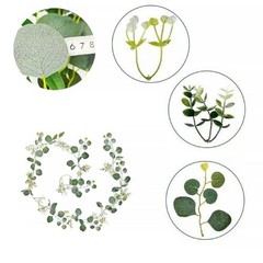 Artificial Eucalyptus Small Flowers Decoration 2pcs Round Leaf With Flower