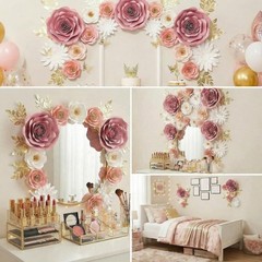 3D Rose Paper Flowers with Butterflies