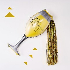 39″ Gold Green Goblet and Champagne Bottle Mylar Foil Balloons Party supplies
