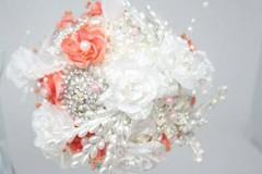 Crystal Rhinestone Pomander Kissing Ball Christmas Ornament Coral White Deco