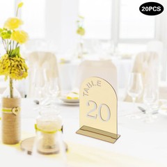 20 Pcs Wedding Table Numbers, Acrylic Table Number with Stands 1-20 Printed