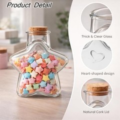 200ml Star-Shaped Glass Jar with Cork Lid Decorative Clear Glass Bottles Home