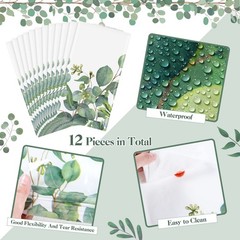 Remagr 12 Pack Sage Green Plastic Tablecloth, Spring Eucalyptus Leaf Greenery…