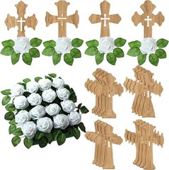 16 Sets Wooden Crosses for Crafts Baptism Centerpieces for Tables Standing Wo…