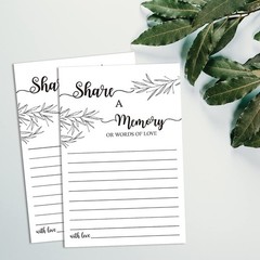 Share a Memory Card, Memorial Cards for Celebration of 4×6 inches, White