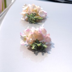 1 Set Artificial Flower Wedding Car Decor Kit Heart-Shaped Wreath Bow Garland