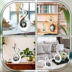 Modern Ceramic Table Decor Set – 2 Pcs Centerpieces for Home & Office, White & S