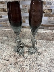 Pewter and Glass Toasting Glasses