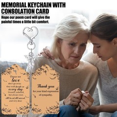 100 Set Angel Keychains Funeral Favors with Organza Bags & Sympathy Tags – Memor