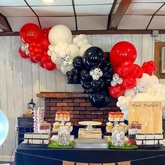 Red and Black Balloons,132pcs Red Black and White Red White & Black(132pcs)
