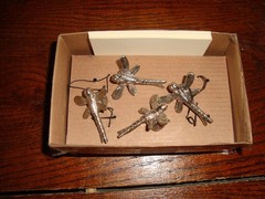 MICHAEL ARAM SET OF 4 DRAGONFLY PLACE CARD HOLDER WITH CARDS USED ONCE!