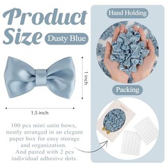 Mini Dusty Blue Bows 100 PCS Self-Adhesive 100 count (Pack of 1) Blue Dusty
