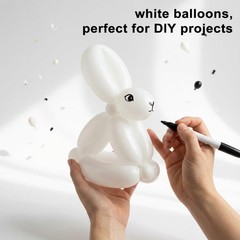 Nobledecor 260 Balloons 100Pcs White Long 12.6 inches, 100pcs