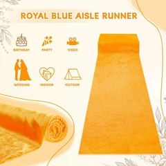 Wedding Aisle Runner 4.5ftx20ft Gold Aisle Runners Velvet Carpet Runner for P…