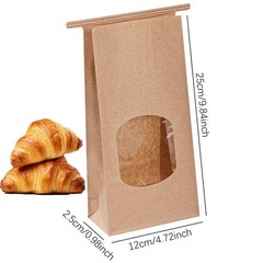 25 Pack Brown Kraft Paper Bags with Window, Waterproofing Kraft Paper Bags…